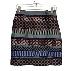 Anthropologie Maeve Geometric Print Pencil Mini Skirt Size 2